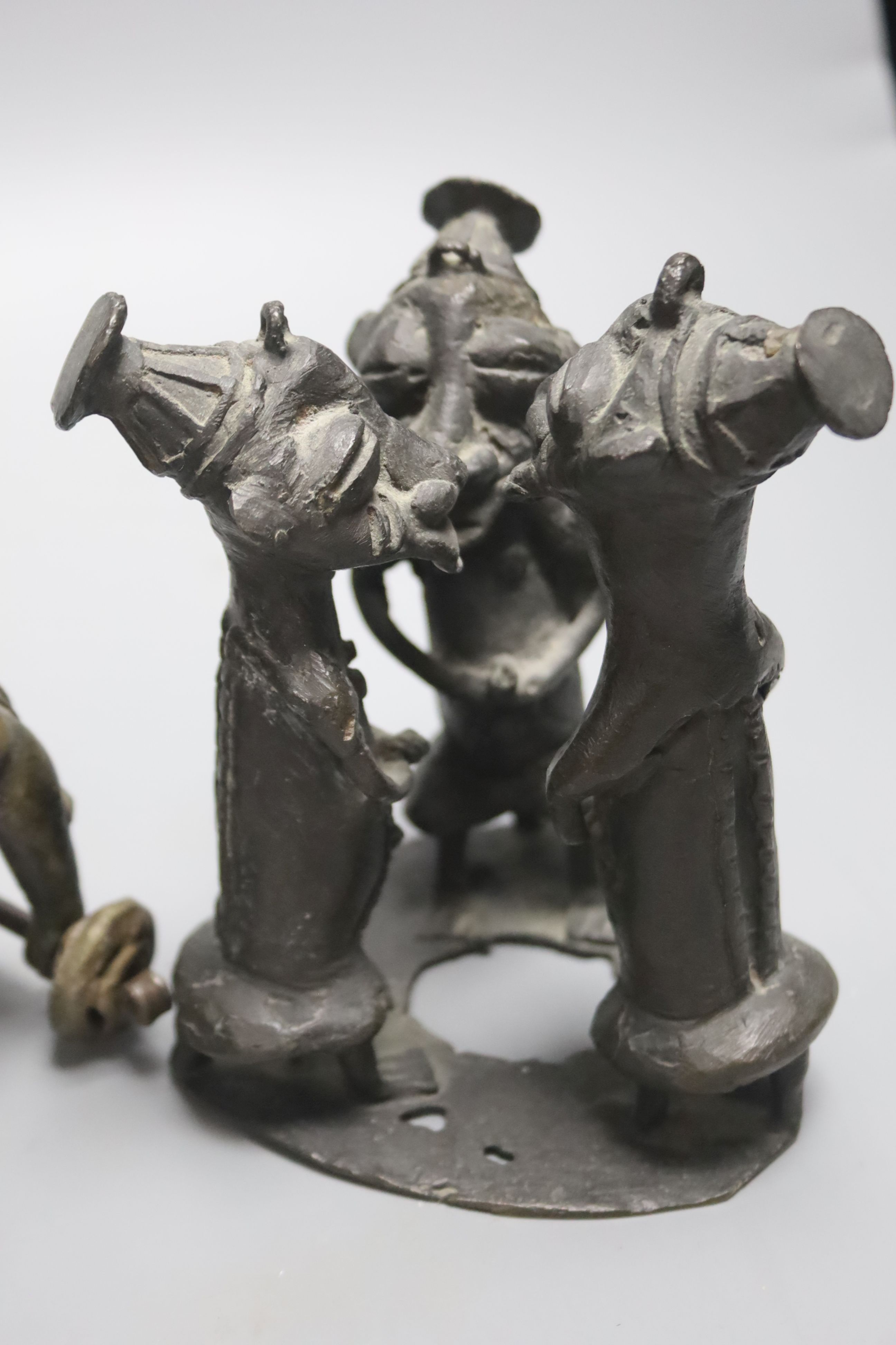 Four Benin bronzes, tallest 30cm